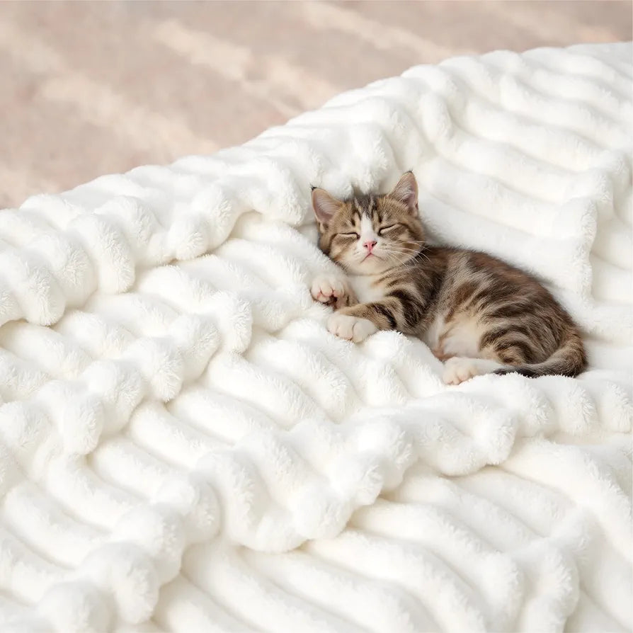 Bedsure GentleSoft Fleece Throw Blanket - Cozy Off-White Couch & Bed Decor