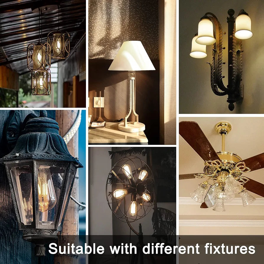 TJOY Dimmable Vintage LED Edison Bulbs, 60W Equivalent, E26 Base, 2700K Warm White, 6 Pack