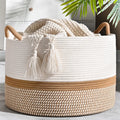 KAKAMAY Large Cotton Rope Woven Storage Basket for Laundry, Nursery, and Living Room