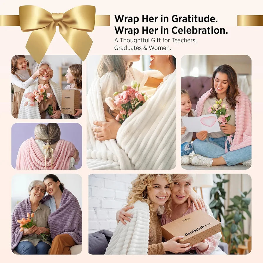 Bedsure GentleSoft Fleece Throw Blanket - Cozy Off-White Couch & Bed Decor
