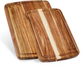 Sonder Los Angeles Doheny Acacia Wood Cutting Board Set, 2-Piece Edge Grain Kitchen Boards with Juice Grooves, 14x10x1 and 12x8x1 Inches, Gift Box Included