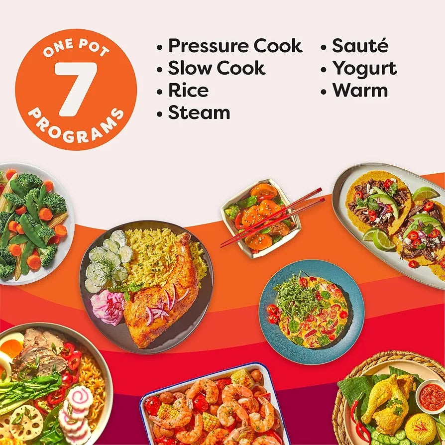 Instant Pot Duo 7-in-1 Electric Pressure Cooker, Slow Cooker, Rice, Steamer, Sauté, Yogurt Maker, Warmer & Sterilizer, Includes App With Over 800 Recipes, Stainless Steel, 6 Quart