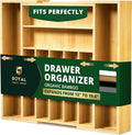 ROYAL CRAFT WOOD Luxury Bamboo Kitchen Drawer Organizer - Silverware Organizer, Utensil Holder & Cutlery Tray Drawer Dividers for Flatware 