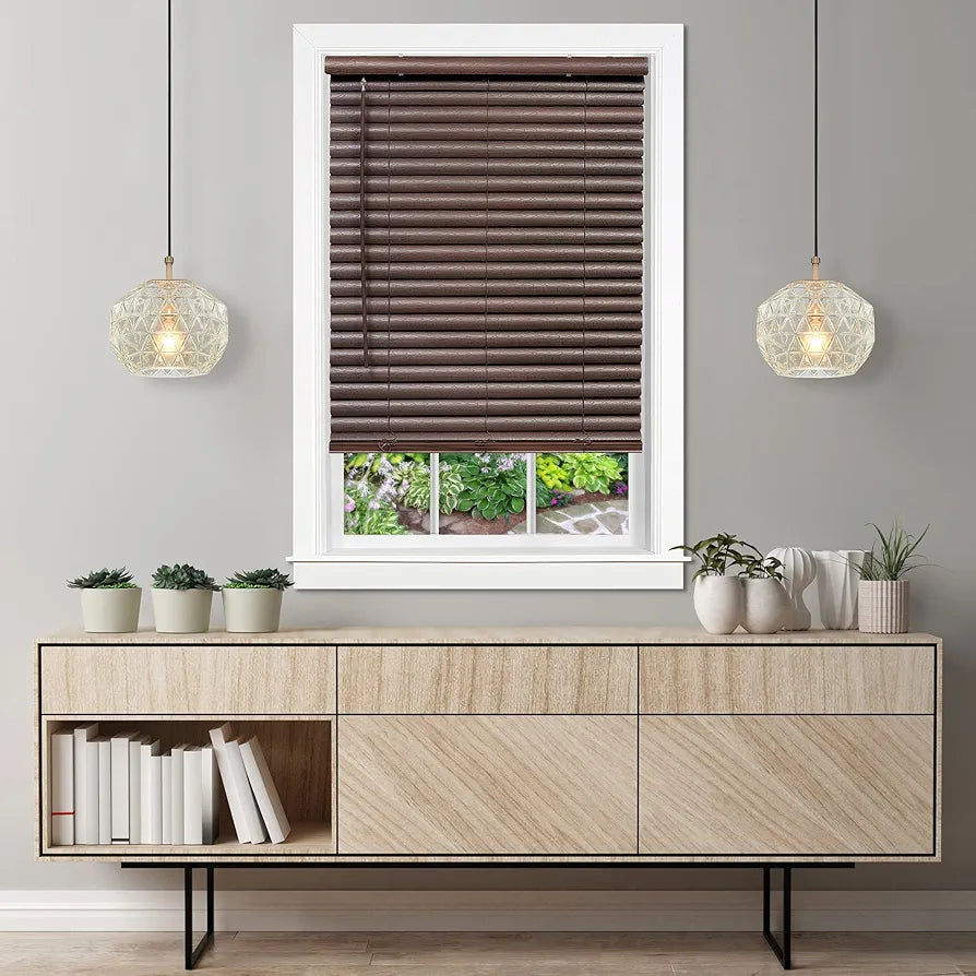 Achim Home Decor GII Luna 31" x 64" Cordless Mahogany Vinyl Venetian Blind - 2" Slat Room Darkening Window Treatment