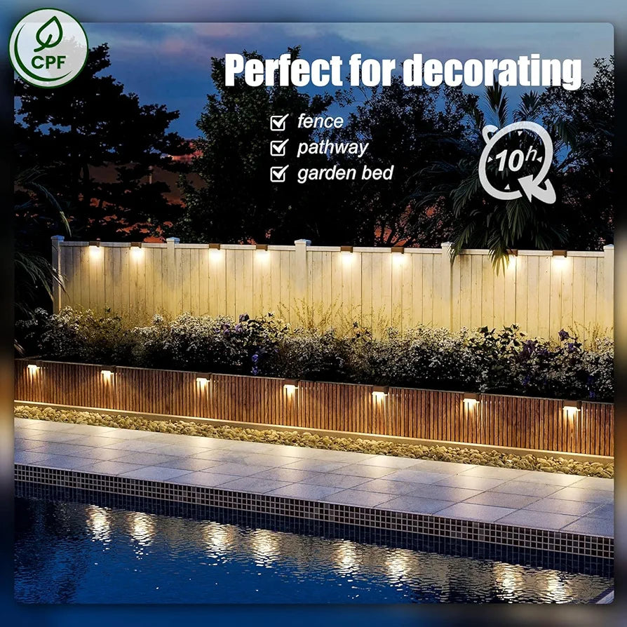 SOLPEX 16-Pack Waterproof Solar LED Deck and Step Lights for Outdoor Stairs, Fence, and Patio