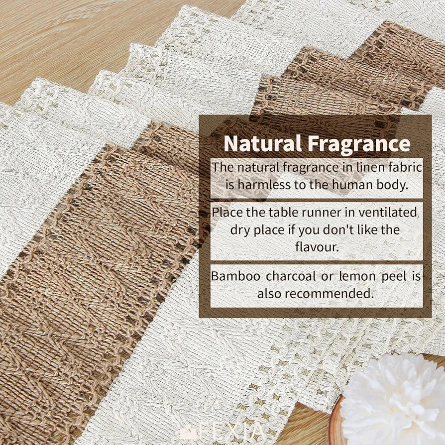 FEXIA 72-Inch Boho Macrame Table Runner with Tassels - Rustic Farmhouse Decor for Dining, Bridal Shower, and Living Room