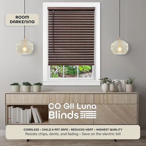 Achim Home Decor GII Luna 31" x 64" Cordless Mahogany Vinyl Venetian Blind - 2" Slat Room Darkening Window Treatment