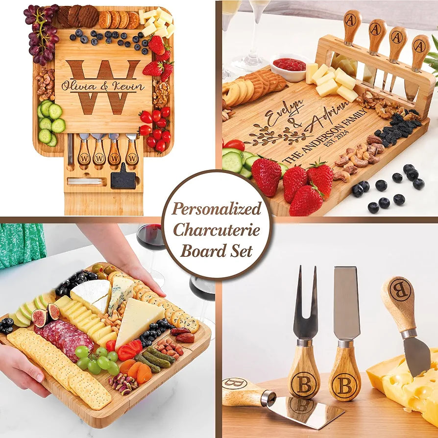 Personalized Large Charcuterie and Cheese Board Gift Set for Weddings, Anniversaries, and Housewarmings