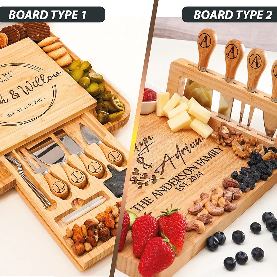 Personalized Large Charcuterie and Cheese Board Gift Set for Weddings, Anniversaries, and Housewarmings