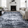 Black Modern Abstract Washable 5x7 Area Rug - Non-Slip Soft Indoor Carpet for Living Room, Bedroom, and Office