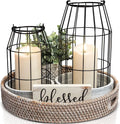 Rustic Farmhouse Decorative Lanterns - Set of 2