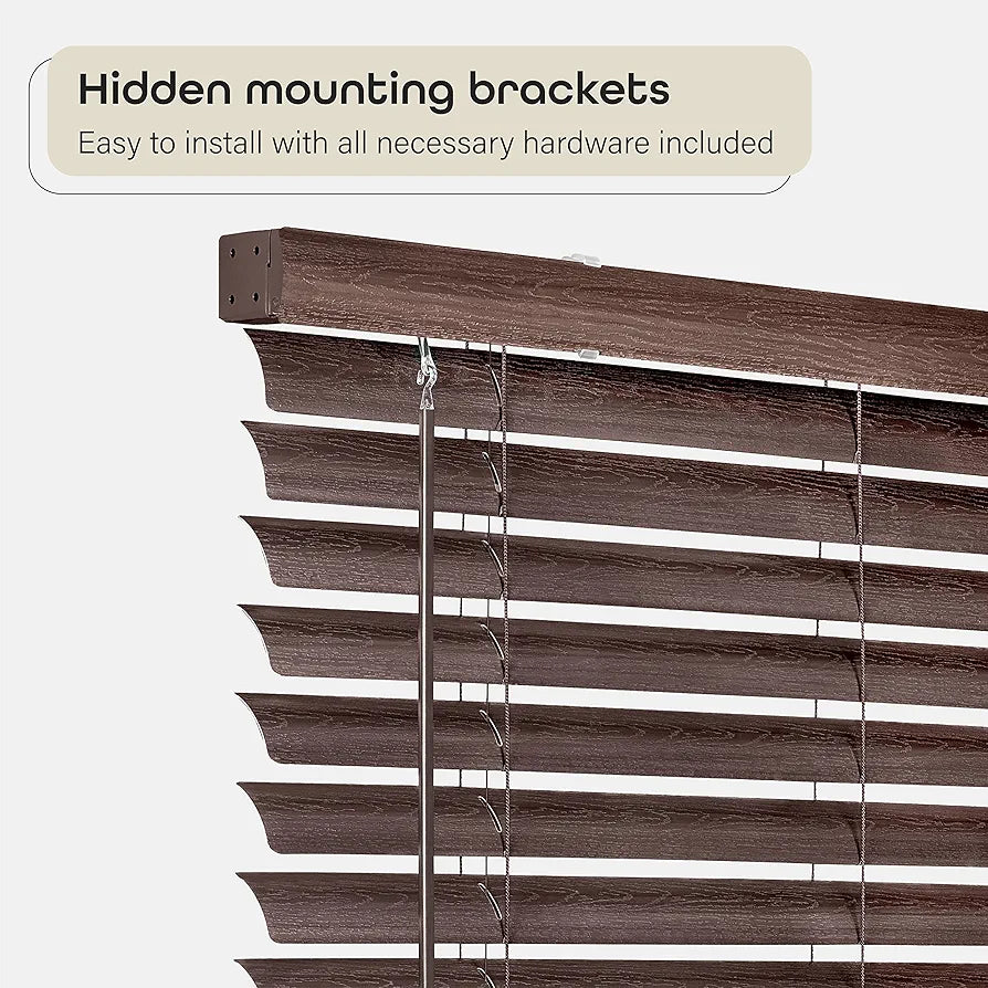 Achim Home Decor GII Luna 31" x 64" Cordless Mahogany Vinyl Venetian Blind - 2" Slat Room Darkening Window Treatment