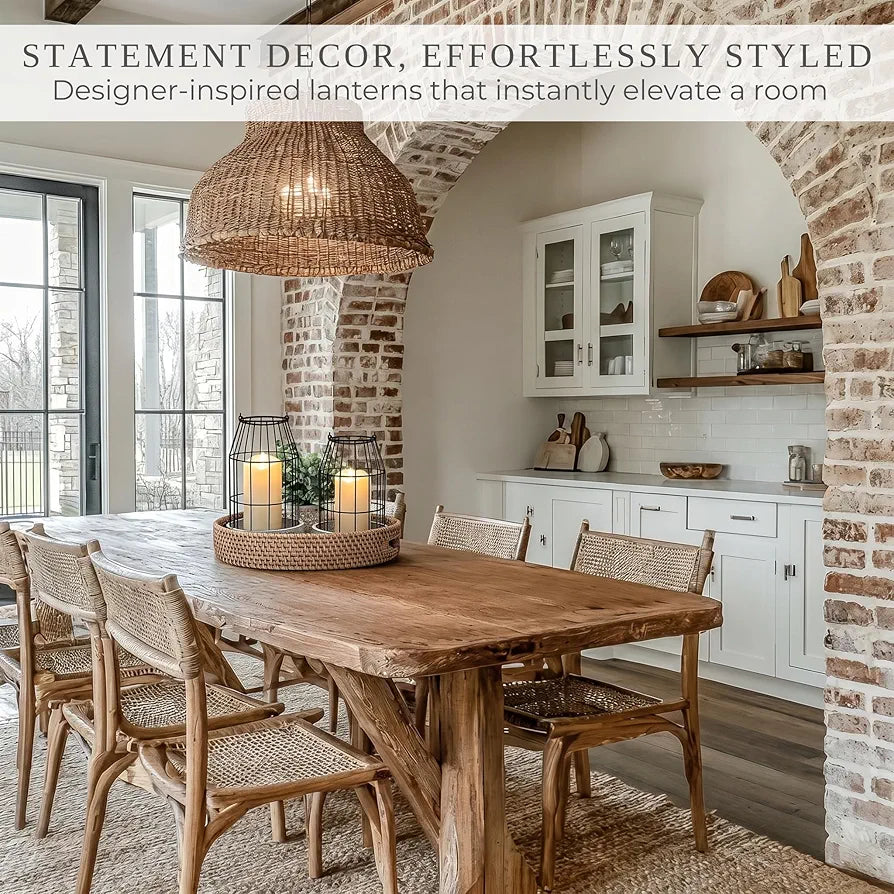 Rustic Farmhouse Decorative Lanterns - Set of 2