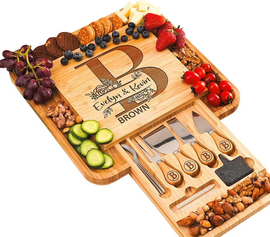 Personalized Large Charcuterie and Cheese Board Gift Set for Weddings, Anniversaries, and Housewarmings